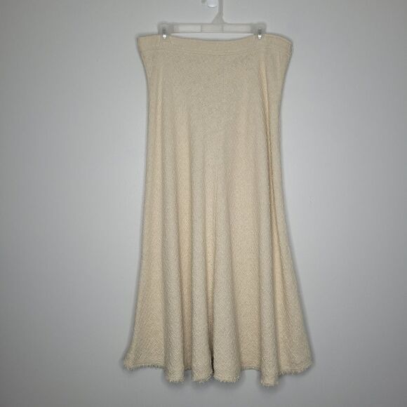 ZARA beige cream textured raw hem full a line maxi length skirt size xl NWT - Picture 1 of 9
